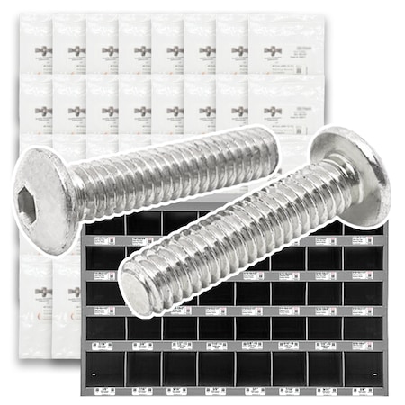 Boltsandnuts.Com 316 Stainless Steel Button Socket Head Cap Screws - 1586 PCS Assortment Kit #513